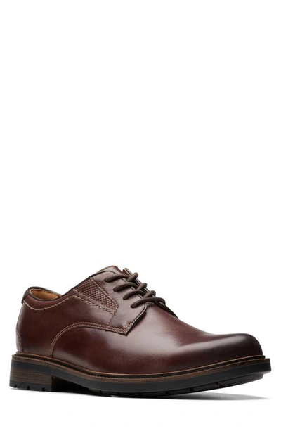 Clarks Men's Collection Whiddon Leather Plain Toe Lace Up Dress Oxfords In Mahogany Leather