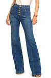 Ramy Brook Aleah Exposed Button Fly Wide Leg Jeans In Medium Wash