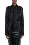 Versace Crocodile Jacquard Neck-scarf Shirt In Black
