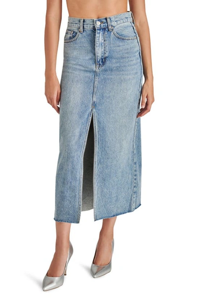 Steve Madden Avani Denim Midi Skirt In Faded Stonewash In Multi