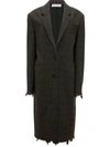 Jw Anderson Check-print Distressed-effect Coat In Grey
