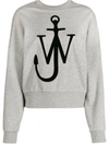 Jw Anderson Anchor-print Cotton Sweatshirt In Grey Melange
