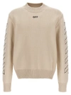 Off-white Off White™ Beige Crew Neck Sweater With Stitching