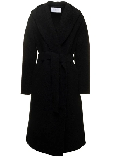 Harris Wharf London Long Coat In Pressed Wool In Black