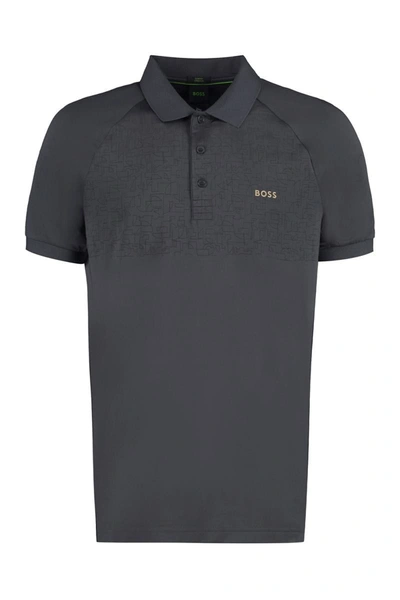 Hugo Boss Techno Jersey Polo Shirt In Grey