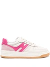 Hogan Logo-patch Leather Sneakers In Pink
