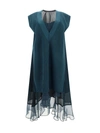 Sacai Mixed-media Layered Sweater Vest Midi Dress In Green/green