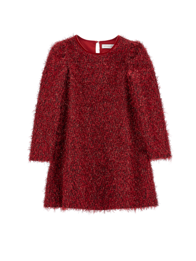 Monnalisa Kids'   Lurex Fringe Dress In Ruby Red