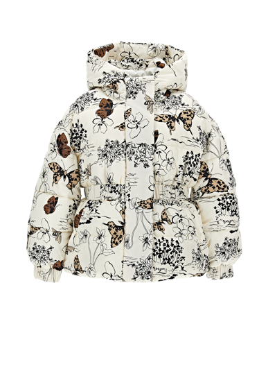 Monnalisa Printed Jacket With Recycled Comfortemp® Padding In Cream
