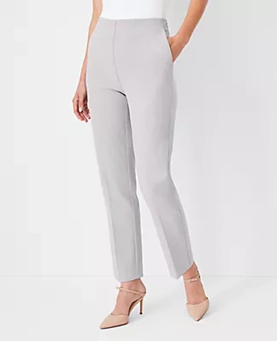 Ann Taylor The Petite High Rise Side Zip Ankle Pant In Bi-stretch In Pebble Grey Melange