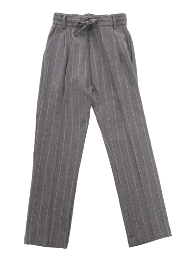 Paolo Pecora Pinstriped Trousers In Grey