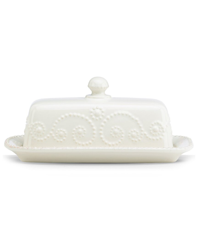 Lenox French Perle White Covered Butter Dish