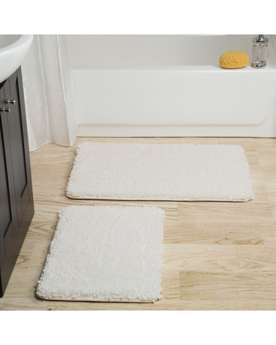 Lavish Home 2pc Memory Foam Shag Bath Mat In White
