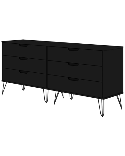 Manhattan Comfort Rockefeller 6-drawer Double Low Dresser In Black