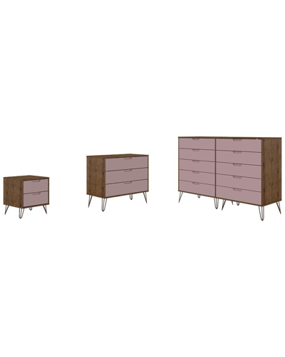 Manhattan Comfort Rockefeller 3pc Bedroom Set In Natural