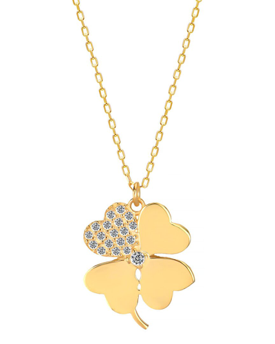 Gabi Rielle Rise Above The Crowd Collection 14k Over Silver Cz Clover Pendant Necklace