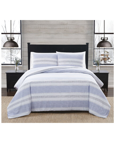 London Fog Flannel Duvet Cover Set In White