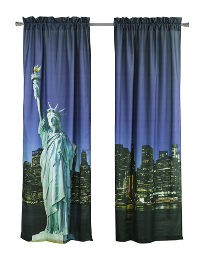Habitat Set Of 2 Photo Real Statue Of Liberty Light-filtering Pole Top 37x84 Curtain Panels In Multicolor