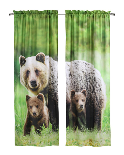Habitat Set Of 2 Photo Real Bears Light-filtering Pole Top 37x84 Curtain Panels In Multicolor
