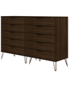Manhattan Comfort Rockefeller 10-drawer Double Tall Dresser In Brown