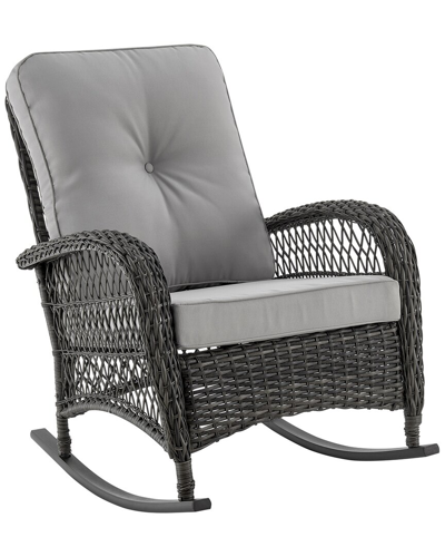 Manhattan Comfort 29.52" Fruttuo Steel Polyester Upholstered Rocking Chair In Multi