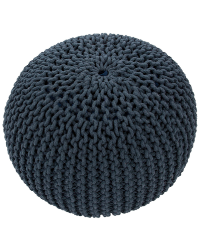 Jaipur Living Spectrum Textured Round Pouf In Navy