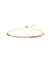 SPHERA MILANO SPHERA MILANO 18K GOLD OVER SILVER CZ TENNIS ADJUSTABLE BRACELET