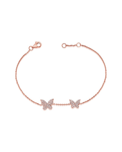 Sabrina Designs 14k Rose Gold 0.26 Ct. Tw. Diamond Double Butterfly Bracelet