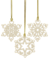 Lenox Mini Snowflake 3pc Ornament Set In White