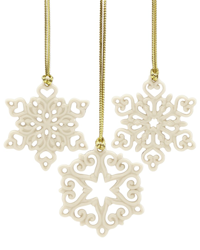 Lenox Mini Snowflake 3pc Ornament Set In White