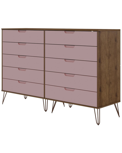 Manhattan Comfort Rockefeller 10-drawer Double Tall Dresser In Natural