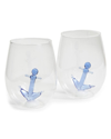TWO'S COMPANY TWO'S COMPANY ANCHORS AWAY STEMLESS WINE GLASS