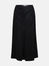 Saint Laurent Pleat-detail Wool-blend Midi Skirt In Black