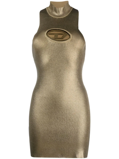 Diesel M-arcey Metallic Sleeveless Minidress In Gold