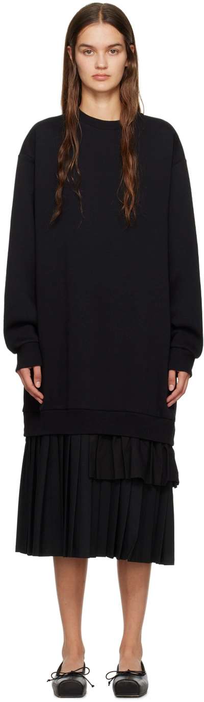 Mm6 Maison Margiela Black Paneled Midi Dress In 900 Black