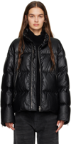 MM6 MAISON MARGIELA BLACK QUILTED FAUX-LEATHER DOWN JACKET