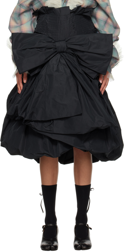 Maison Margiela Black Voluminous Bow Midi Skirt In 900 Black
