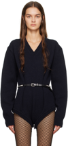 MAISON MARGIELA NAVY V-NECK SWEATER