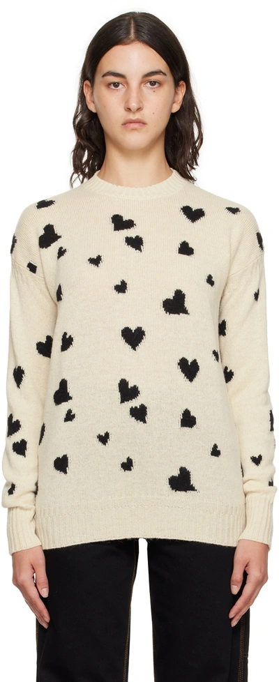 Marni Off-white Heart Sweater In Blanco