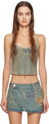 Miaou Blue Kiko Denim Tank Top In Green Acid Denim