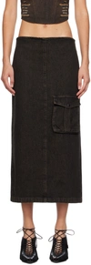 Miaou Black Freya Denim Maxi Skirt In Black