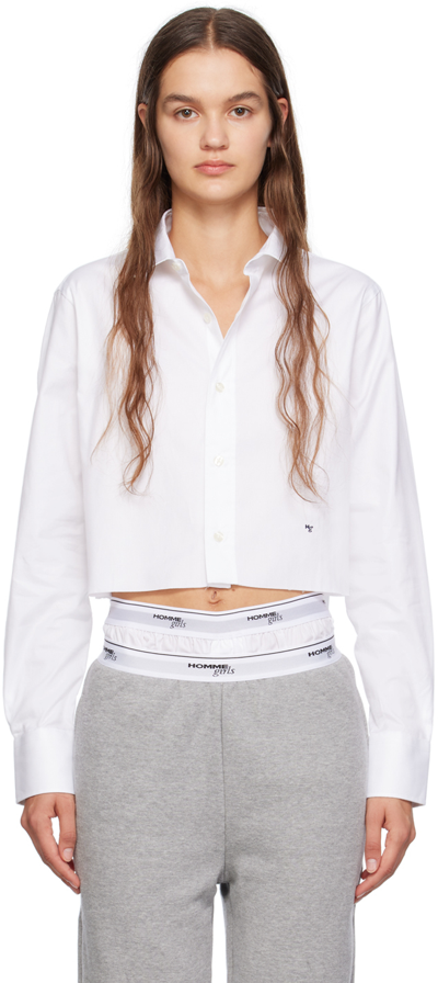 Hommegirls Boxy Cropped Shirt In Weiss