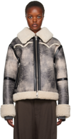 STAND STUDIO GRAY & OFF-WHITE LESSIE FAUX-SHEARLING JACKET