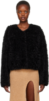 STAND STUDIO BLACK CHARMAINE REVERSIBLE FAUX-SHEARLING JACKET