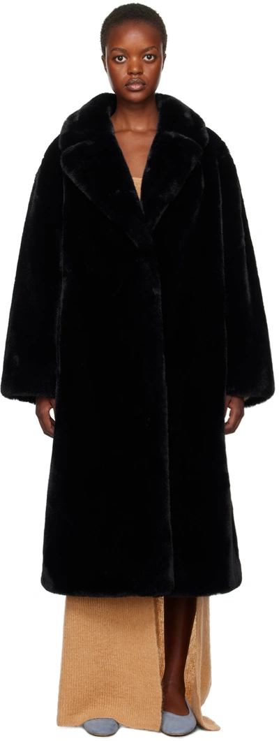 Stand Studio Black Maria Faux-fur Coat In 89900 Black