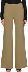 Birrot Khaki Wide Bootcut Trousers In Khaki