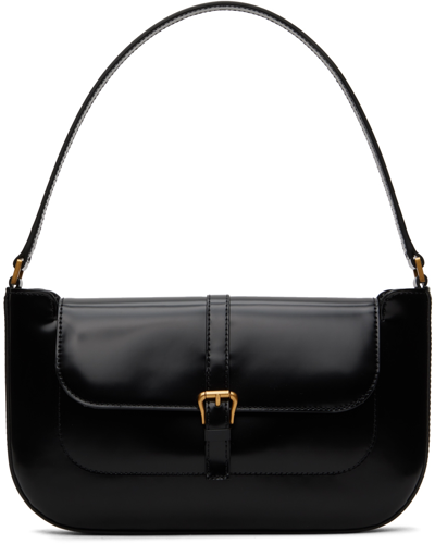By Far Black Miranda Semi Patent Leather Shoulder Bag