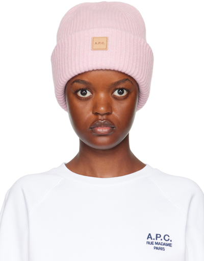 Apc Michelle Logo-patch Beanie In Pink