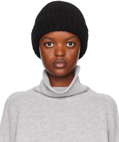 Baserange Black Ribbed Beanie