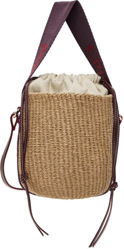 Chloé Beige & Purple Small Woody Basket Bag In 9g0 Purple - Red 1